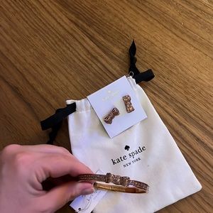 Kate Spade Moon River Rose Gold Sparkled Earrings and Bangle